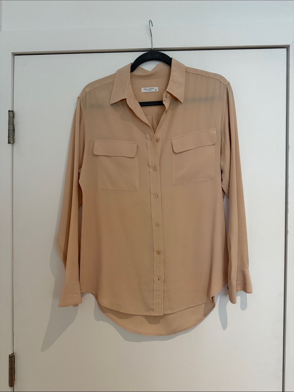 Equipment Blush Silk Long-Sleeve Button-Down Shirt - SZ S
